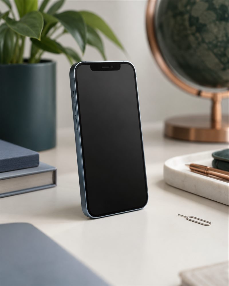 iPhone放在明亮桌面上用于准备客户端网络权限配置